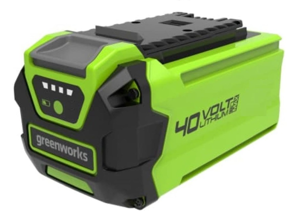Аккумулятор 40В 2Ач используется для всех устройств Greenworks 40В G-MAX. Оснащен портом USB и индикатором заряда. Может использоваться как PowerBank для заряда мобильных устройств. При использовании оригинального зарядного устройства время заряда аккумулятор около 60 минут.