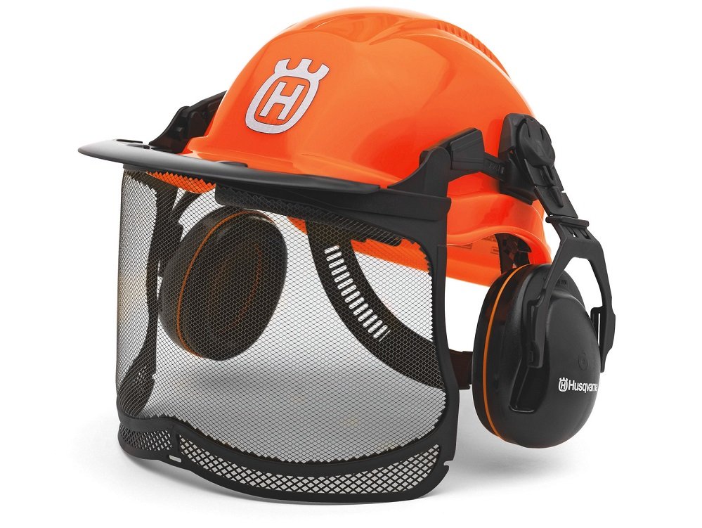 Шлем флуоресцентный (в комплекте защитная сетка-маска для лица UltraVIision, наушники, солнцезащитный козырек, пелерина) HUSQVARNA. Шлем Functional оснащен большим набором функций для соответствия любым индивидуальным потребностям.