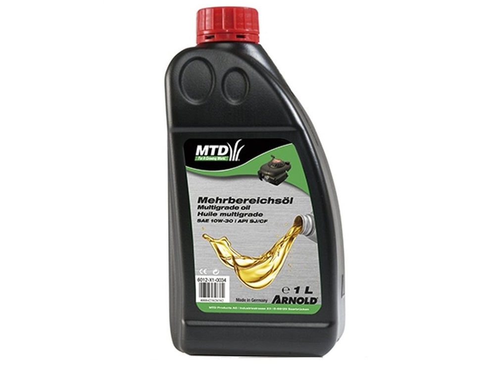 Масло SAE 10W-30 MTD для 4-х тактных двигателей культиваторов, триммеров, газонокосилок, мотоблоков и другой техники. Обеспечивет смазку всех деталей, повышает ресурс двигателя. Высокие антикоррозийные свойства.